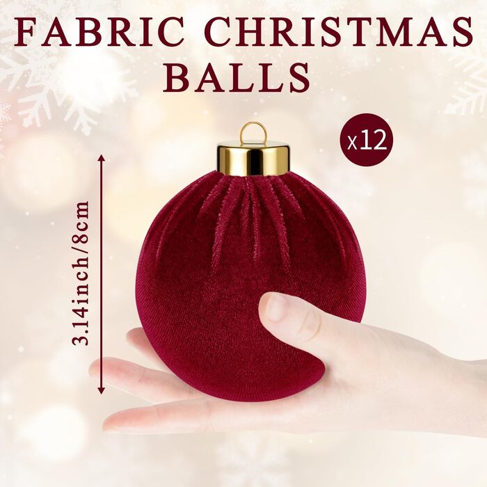 Ялинкові оксамитові кульки 12 шт бордові Miaikoe