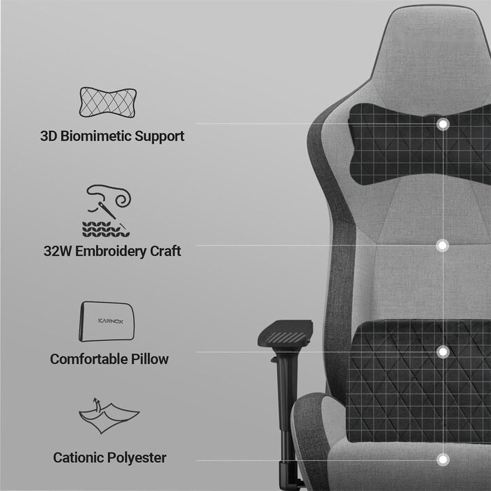 Ергономічне ігрове крісло з підтримкою для голови та попереку Велике офісне крісло світло-сірого кольору Кут нахилу 155 з фіксатором Чохол з повітропроникної тканини світло-сірого та чорного кольорів