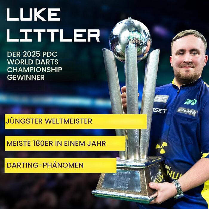 Набір мішень для дартсу Target Darts Люк Літтлер/Димитрі Ван ден Берг/Габріель Клеменс Мішень для дартсу Player-edition з 2 наборами сталевих наконечників для дротиків, лінійками кидка, що відповідають стандартам змагань Професійний дартс Набір мішень для