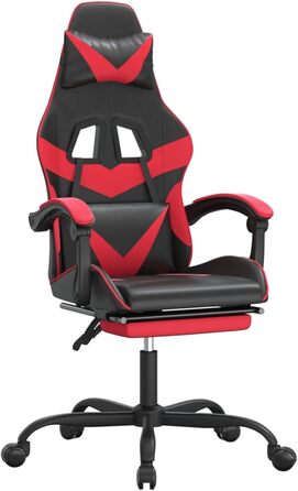 Ергономічне ігрове крісло зі шкіряним оздобленням, чорно-червоне, 57,5 x 59,5 x 121-131 см - Для комфорту та стійкості Модель 349556