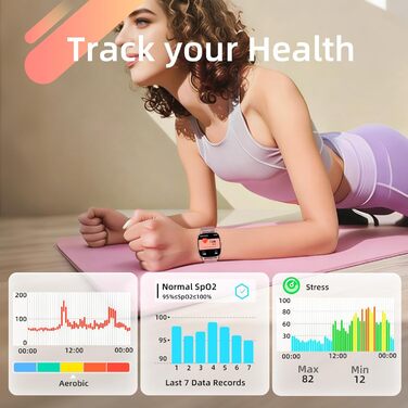 Жіночий смарт-годинник coioc з функцією телефону, 1,85-дюймовий HD фітнес-годинник, 120 спортивних режимів, пульсометр та крокомір, водонепроникний IP68, сумісний з iOS та Android, рожевий