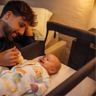 Ліжечко-тумбочка для малюків від народження до 6 місяців (0-9 кг), складне ліжечко-тумбочка, 5 регульованих рівнів висоти, регульований матрац, колір мінерального графіту Zina, колір мінерального графіту