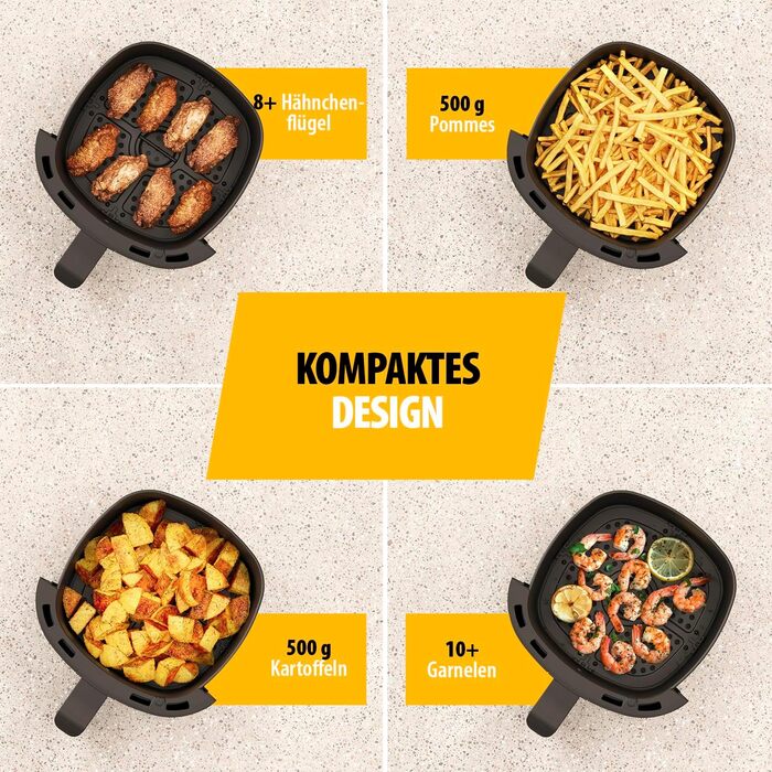 Цифрова фритюрниця Tristar Mini - 2 л - Без олії - 6 програм приготування - Антипригарне покриття - Регульований термостат - 1500 Вт - FR-9015, чорний