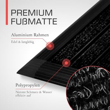 Килимок для вулиці, алюмінієвий килимок для дверей, 50x80 см, килимок для вхідних дверей AluGant, скребок для взуття для вулиці вхідний килимок, алюмінієві килимки для дверей, килимок для вулиці, скребок для взуття, антрацитовий, 50 x 80 см (прямокутний),