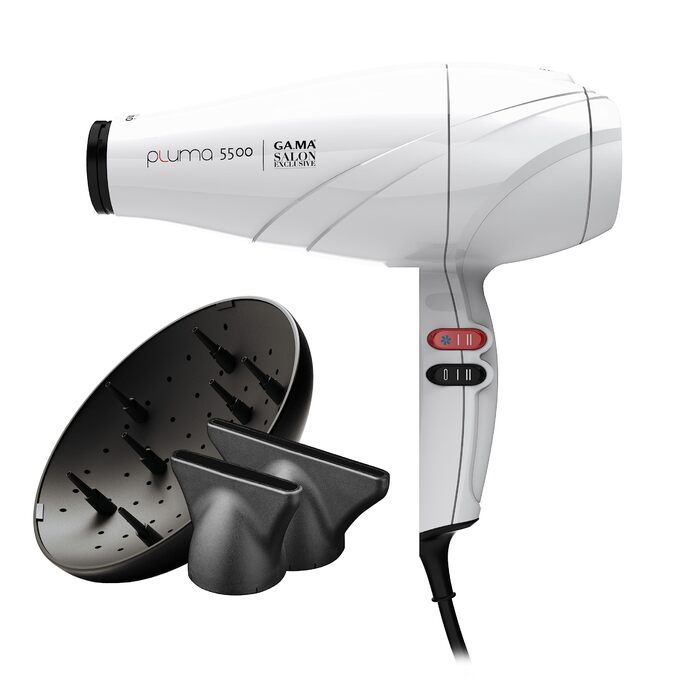 Професійний фен GA.MA Italy Pluma 5500 Oxy-Active, 2400 Вт, італійський AC-двигун, технології System C та Oxy-Active для блискучого та гладкого волосся, білий