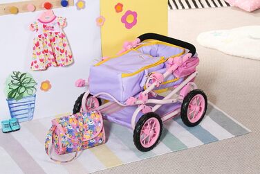 Коляска для ляльок BABY born Deluxe Pram з регульованою висотою ручки та пеленальною сумкою, лялькові аксесуари для ляльок майже б