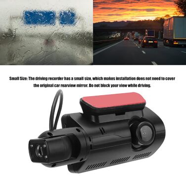 Відеореєстратор з автомобільною камерою в автомобільній камері спереду і ззаду, подвійний відеореєстратор, без підсвічування, нічн