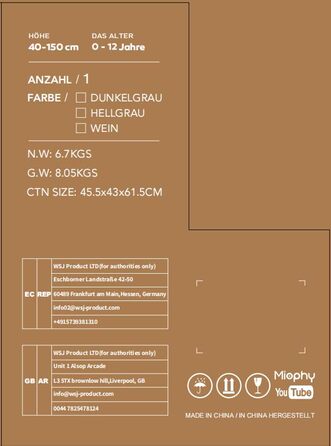 Поворотне дитяче автокрісло Miophy I-Size 360, група 01/2/3, 0-12 років, 40-150 см, дитяче автокрісло з кріпленням isofix i-light