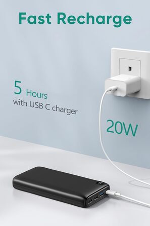 Зовнішній акумулятор ADDTOP Powerbank 26800mAh з потужністю 22,5 Вт, портативний зарядний пристрій з 4 портами, сумісний зі смартфонами, планшетами та іншими пристроями, чорний