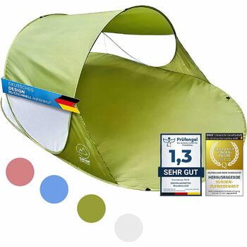 Пляжний намет, що розкладається, вітрозахисний намет на пляжі, блискавично швидкий, самовстановлюваний сонцезахисний намет, автоматичний намет із захистом від ультрафіолету, зелений