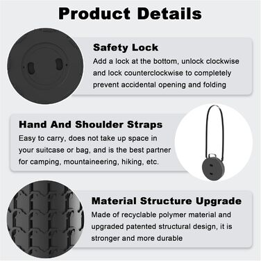 Портативний телескопічний стілець, портативний складаний стілець, висувний складаний стілець для кемпінгу, риболовлі, подорожей, барбекю, походів, регульований складаний стілець, складний стілець, вантажопідйомність 280 кг з карабіном, чорно-білий, 25x25x