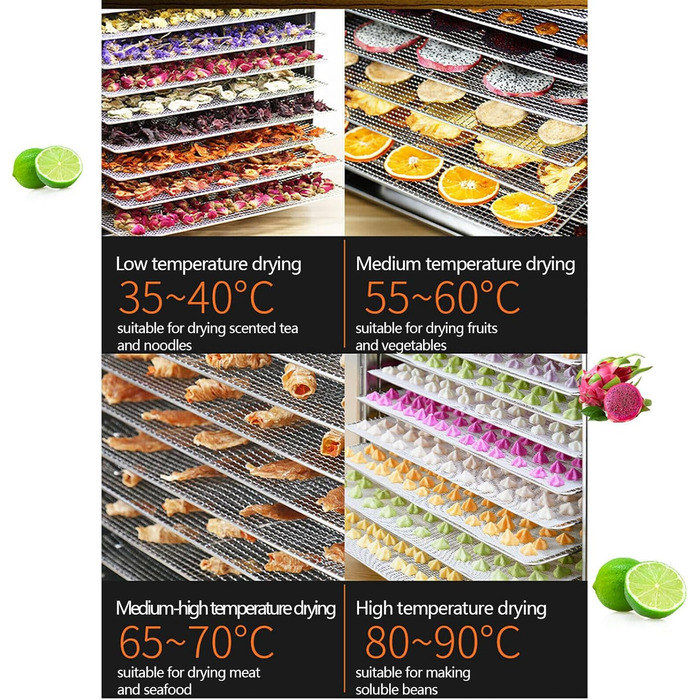 Сублімаційна сушарка, 8-рівневий дегідратор для продуктів Сублімаційна сушарка для дому 8 рівнів дегідратора з нержавіючої сталі Дегідратор Дегідратор для сушарки для фруктів 30-90C (8)