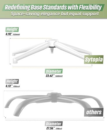 Поворотна основа для офісного крісла, посилена металева основа для робочого крісла, універсальні колеса та газова пружина, корпус білого кольору, 60