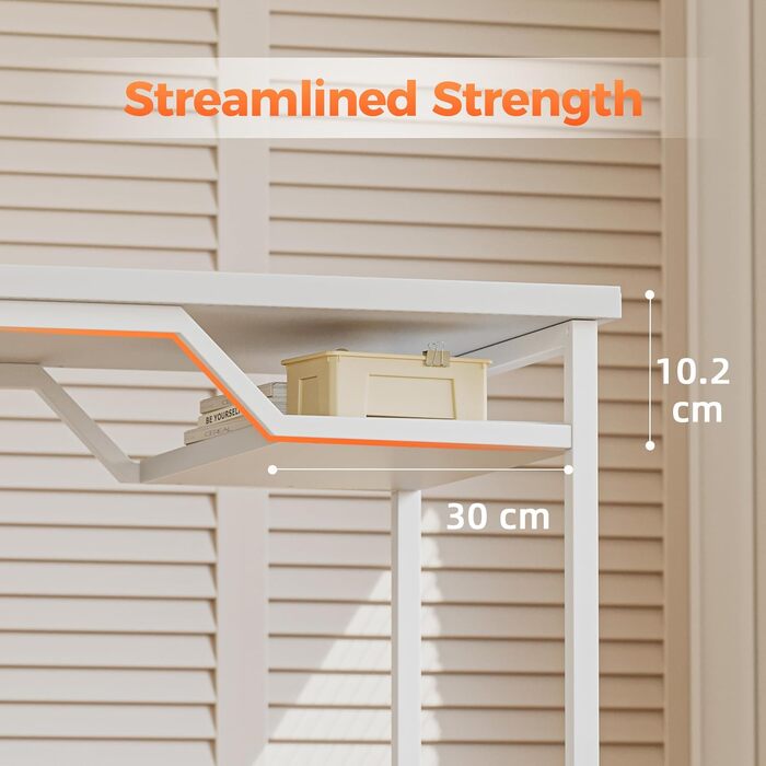 Комп'ютерний стіл Mericonia, 160 x 80 см, метал / дерево, білий