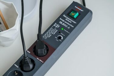 Розетка Brennenstuhl Secure-Tec 6-місна із захистом від перенапруги та функцією Main Follow (розетка з вимикачем і кабелем 3 м) ан