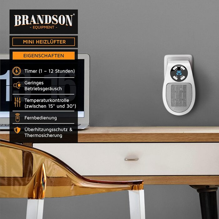 Підключається до мережі вентилятор-обігрівач з пультом дистанційного керування - Міні-керамічний обігрівач з термостатом - Контроль температури та захист від перегріву - Підключається до мережі вентилятор-обігрівач - Ванна кімната/Спальня - Енергозбережен