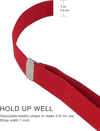 Підтяжки Ausukler Extra Strong 2,5 см з карабін-гачками червоний