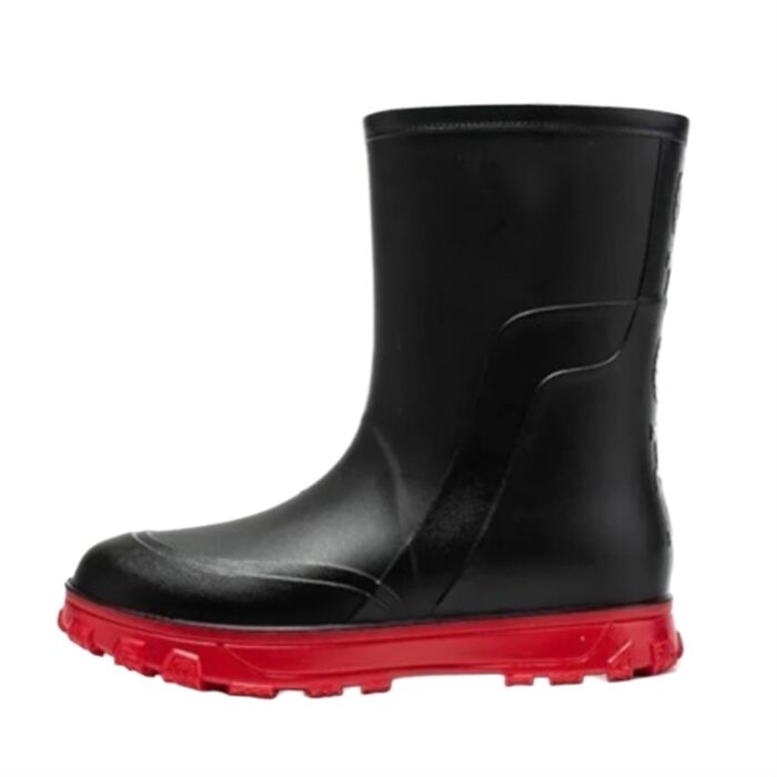 Чоловіче гумове взуття, водонепроникні гумові чоботи, чоловіче взуття, зносостійкі пластикові гумові чоботи, на низькому каблуці, чорно-червоні туфлі, розмір 41 EU