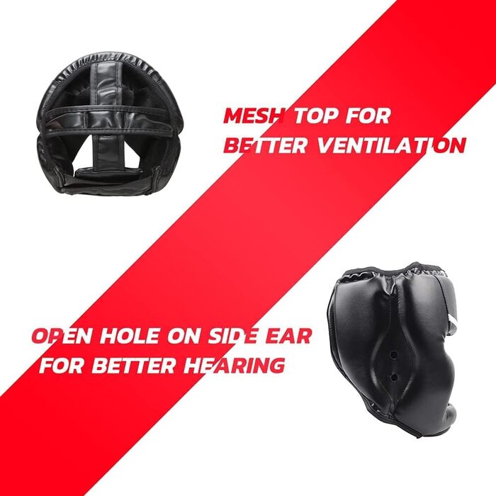 Боксерський шолом LangRay для дітей та дорослих, шкіряний боксерський шолом, захист обличчя для муай-тай, високе поглинання ударів з ідеальною видимістю та гарним поглинанням поту для бойових видів спорту, MMA, боксу, кікбоксингу, спарингу, розмір S, чорн