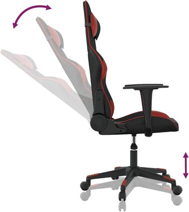 Геймерське крісло з функцією відкидання спинки, штучна шкіра чорного/бордового кольору, 64x60x117-127 см, для геймерів, модель 3143760