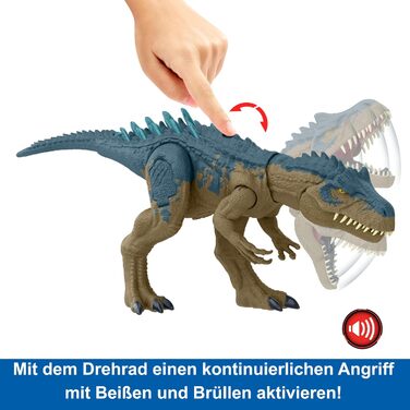 Іграшка-динозавр Mattel Jurassic World Ruthless Rampage Allosaurus, фігурка динозавра з безперервними кусючими атаками, ревучими з