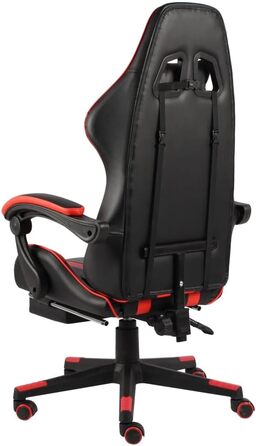 Ігрове крісло LAPOOH з підставкою для ніг, офісне крісло, ігрове крісло, ігрове крісло, обертове крісло, письмове крісло, чорно-червона штучна шкіра