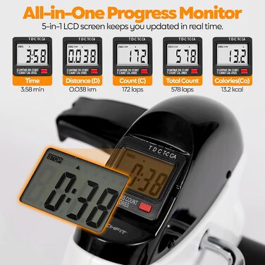 Міні-тренажер Techfit Pedal-Ausbilder для дому та офісу, легкий симулятор ходьби для рук і ніг, для реабілітації та легких тренувань, білий PED3