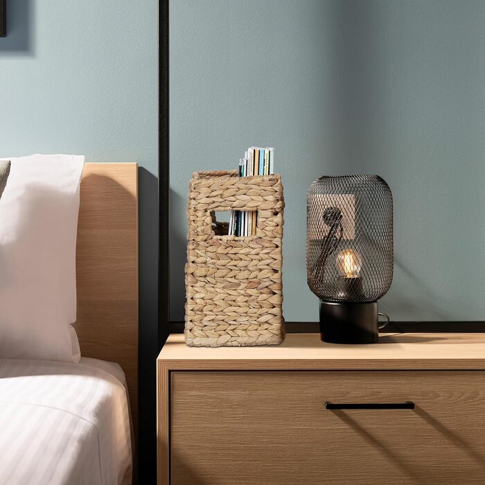 Стійка для газет Relaxdays, водяний гіацинт, висота та ширина 25 x 34,5 x 15,5 см, плетений тримач для документів, органайзер, натуральний колір