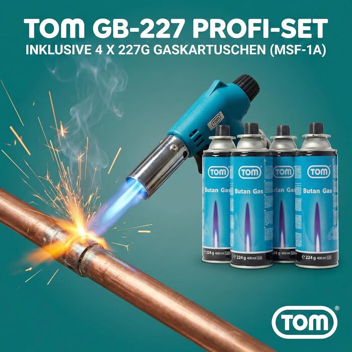 Газовий пальник TOM Кріплення для пальника Газові балончики з байонетним кріпленням MSF-1A для майстерні, саду, кухні тощо 1300C П&39єзорозпал Паяльний пальник Пальник Бунзена (газовий пальник з 4 газовими балончиками)