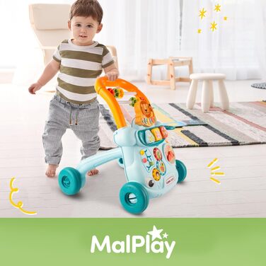 Дитячі ходунки MalPlay, іграшкові ходунки, багатофункціональна іграшка для малюків, іграшкові ходунки для дітей, музичні ходунки для активності