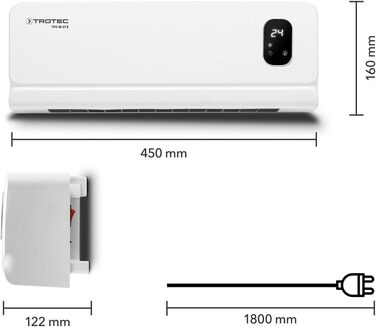 Настінний вентилятор-обігрівач TROTEC TFC-W 27 E керамічний вентилятор-обігрівач для настінного монтажу, опалення та вентиляції, IP44, керування термостатом