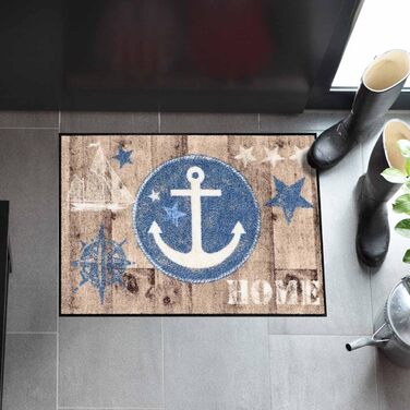 Килимок для входу Salonloewe, що миється, Welcome Home Anchor Wood 50x75 см, Nautical Anchor, нековзний дизайн килимка для дверей