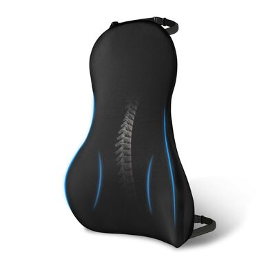 Подушка для спинки Ainiv для офісних крісел, поперекова опорна подушка для спини в автомобілі, вдома, в офісі, поперекова подушка для робочих крісел, автомобільна спинка, накладка на спинку з піни з ефектом пам&39яті, чохол, який можна прати, чорна спинка