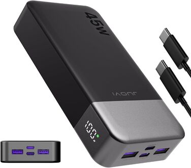 Чорний), 20000mAh 45W Portable Charger, PD3.0 QC4.0 Fast Charging 4-Port with LED Display, Battery Pack Charger Portable for MacBook, iPhone 15 14 13 Pro Samsung S23 S22 (