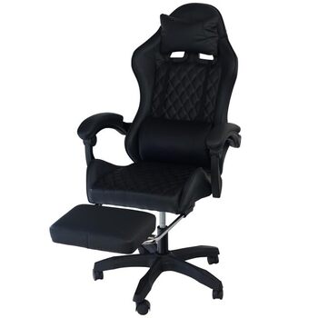 Геймерське крісло Pro-Tech Home Gaming Chair Comfort Black Ергономічне ігрове крісло з поперековою опорою, функцією гойдання та регулюванням висоти Регульоване офісне крісло для геймерів та домашнього офісу вагою до 150 кг