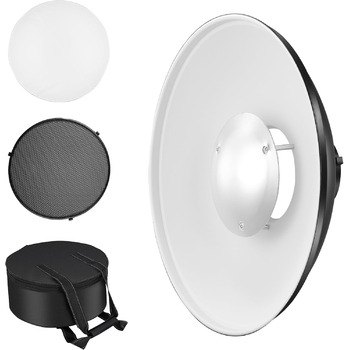 Металевий відбивач Soonpho Beauty Dish, 30 см, рефлектор Bowens Mount з чорною стільниковою сіткою, білий дифузор і сумка для зберігання, фотостудія, рефлектор стробоскопа, сумісний з NEEWER