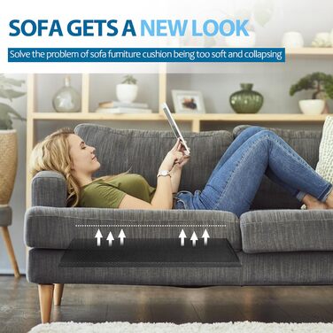 Опора для диванної подушки для провисаючих сидінь, 52 x 52 см, вставка з піни високої щільності, вигнуті опорні дошки для ремонту сидіння дивана, накладки на меблеві подушки 3 шт. - чорні