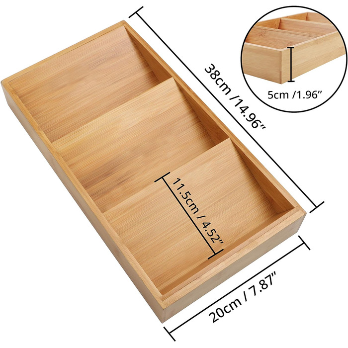 Стійка для спецій Kurtzy для кухні, 3 яруси, виготовлена з бамбукового дерева, стійка для спецій, горизонтальна шухляда зберігання спецій упорядкуйте сіль, спеції, трави та вітаміни у ваших шафках