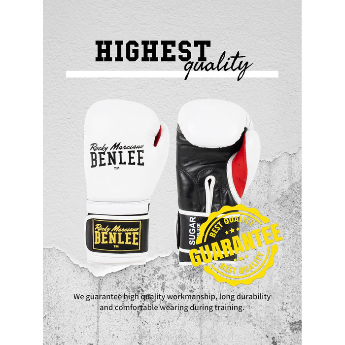 Боксерські рукавички BENLEE Rocky Marciano Sugar Deluxe, білі, 14 унцій