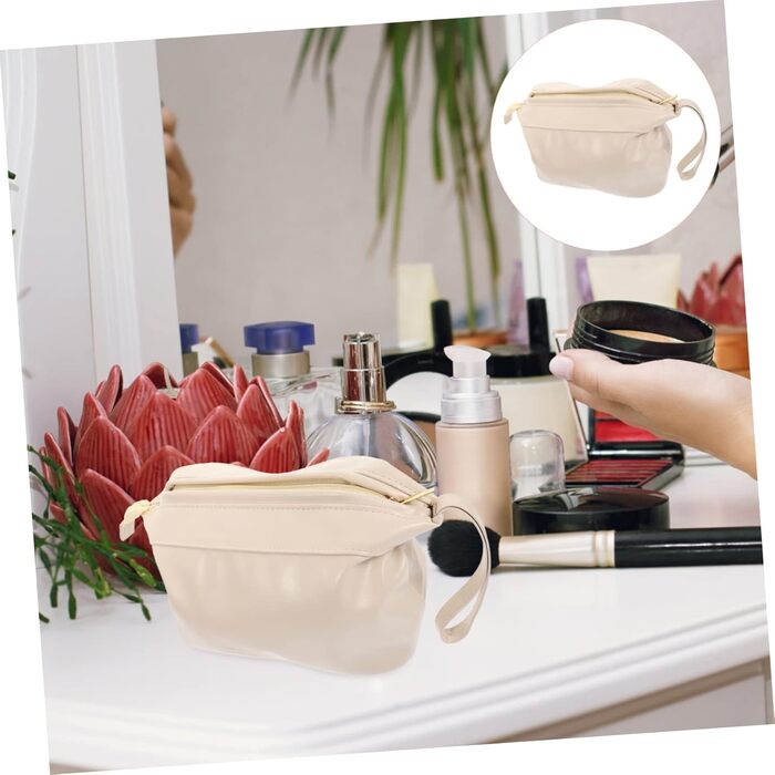 Портативна косметична сумка Шкіряна сумка на блискавці для подорожей туалетна сумка для жінок макіяж сумка органайзер з відділення