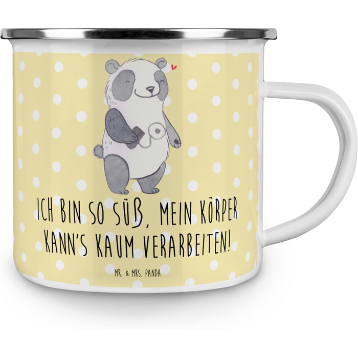 Емальована кружка для кемпінгу &quotМістер і місіс Панда&quot з інсуліновим насосом &quotПанда&quot - подарунок, кружка для кемпінгу, кемпінгові чашки, діабет, емальована кружка для пиття, кружка для відпочинку на природі, жовта емальована кружка для кемп