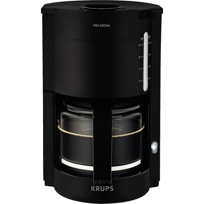 Кавоварка з фільтром Krups F30908 ProAroma зі скляним глечиком Ємність 1,25 л 10-15 чашок 1050 Вт Чорний Чорний Сингл