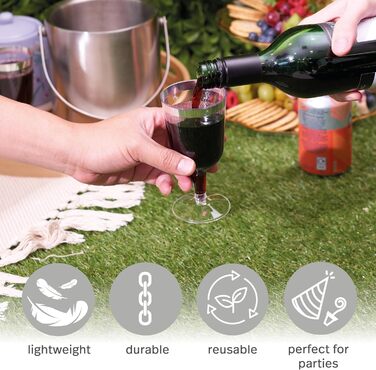 Преміум Елегантні пластикові келихи для вина зі срібним обідком, 180 мл - Багаторазові коктейльні келихи, золоті пластикові келихи