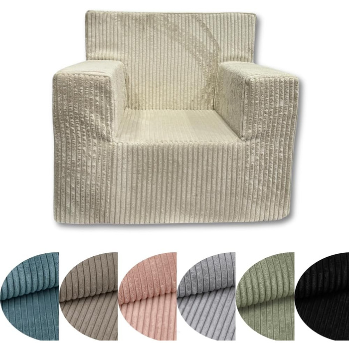 Дитяче крісло FORTISLINE з вельвету (547x34 см) - М&39яке та безпечне ігрове крісло та дитячий диван - Сертифіковане Oeko-Tex крісло з пінопласту - Дитяче крісло для дитячої кімнати, світло-зелене