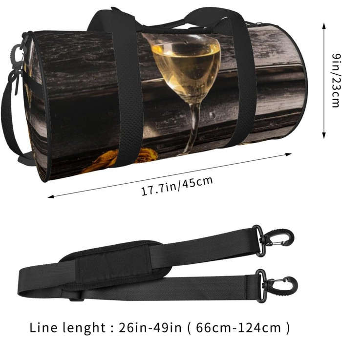 Спортивна сумка, дорожня сумка, вінтажний дизайн Троянда та виноград на клавіатурі, сумка для подорожей на ніч, чорна, універсальний розмір