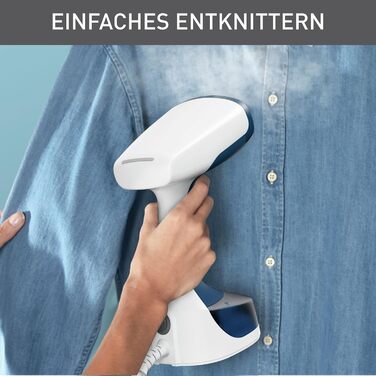 Секунд нагріву 1400 Вт до 25 г/хв. резервуар для води 150 мл 8 хв. відпарювання мережевий кабель 2,6 м різні аксесуари білий/синій