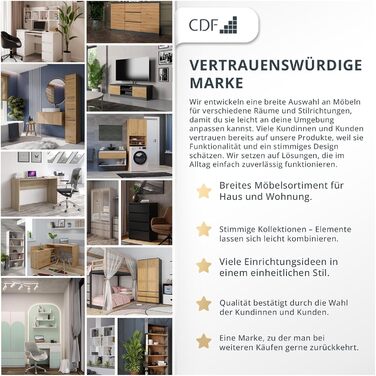 Шафа CDF Біла, ширина 90 см, дитяча кімната, спальня, 2 шухляди, 2-дверна шафа, сучасний вигляд, все для складання в комплекті, одяг, іграшки, біла, без дзеркала