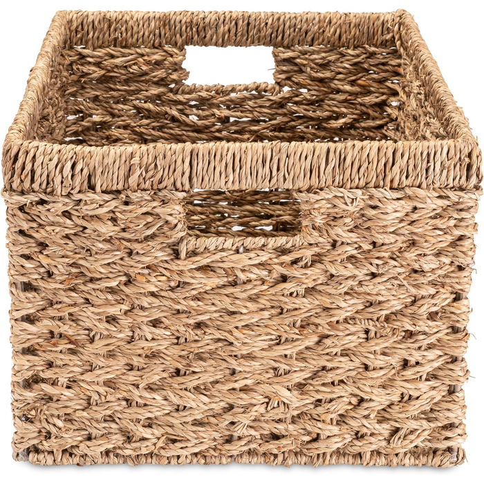Кошик для зберігання Decorasian, полиця-кошик, плетений з морської трави - дуже міцний - XL (44 см x 33 см x 25 см) натуральний