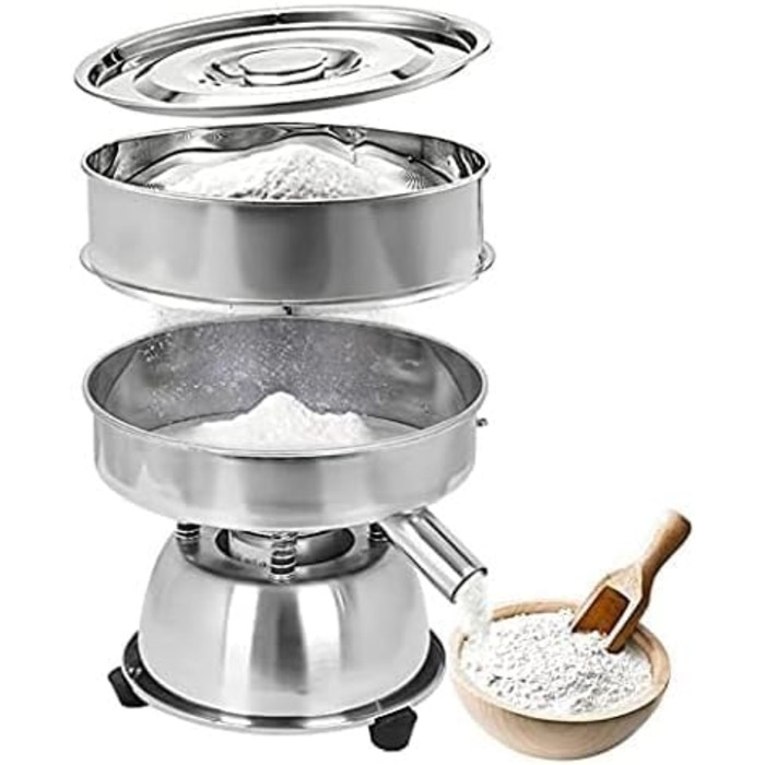 Автоматична просіювальна машина HACSYP, машина для просіювання з нержавіючої сталі, електрична вібраційна машина для просіювання, 40 сіток для борошна, частинки порошку