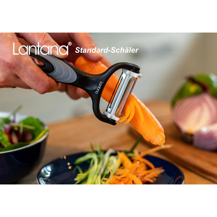 Картоплечистка Lantana 3-в-1/Мікрозубчаста очищувач для фруктів та овочів/Різак для жульєну. Овочечистка 3 в 1 для швидкого чищенн